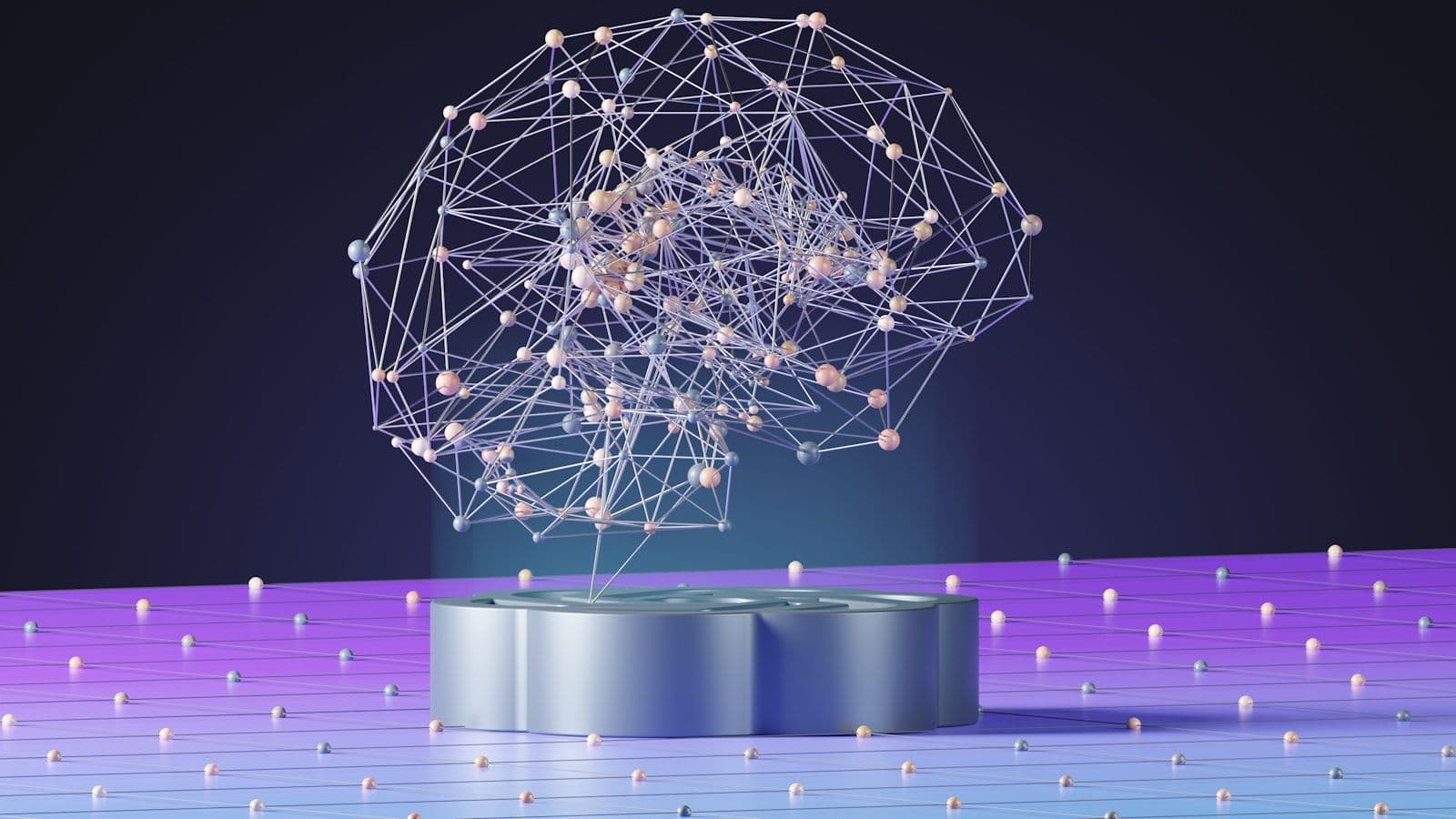 [syncsoft-auto][src:unsplash|id:1674027444485-cec3da58eef4] Abstract network of glowing connected nodes representing agent handoff and context flow across a multi-agent AI system in 2026